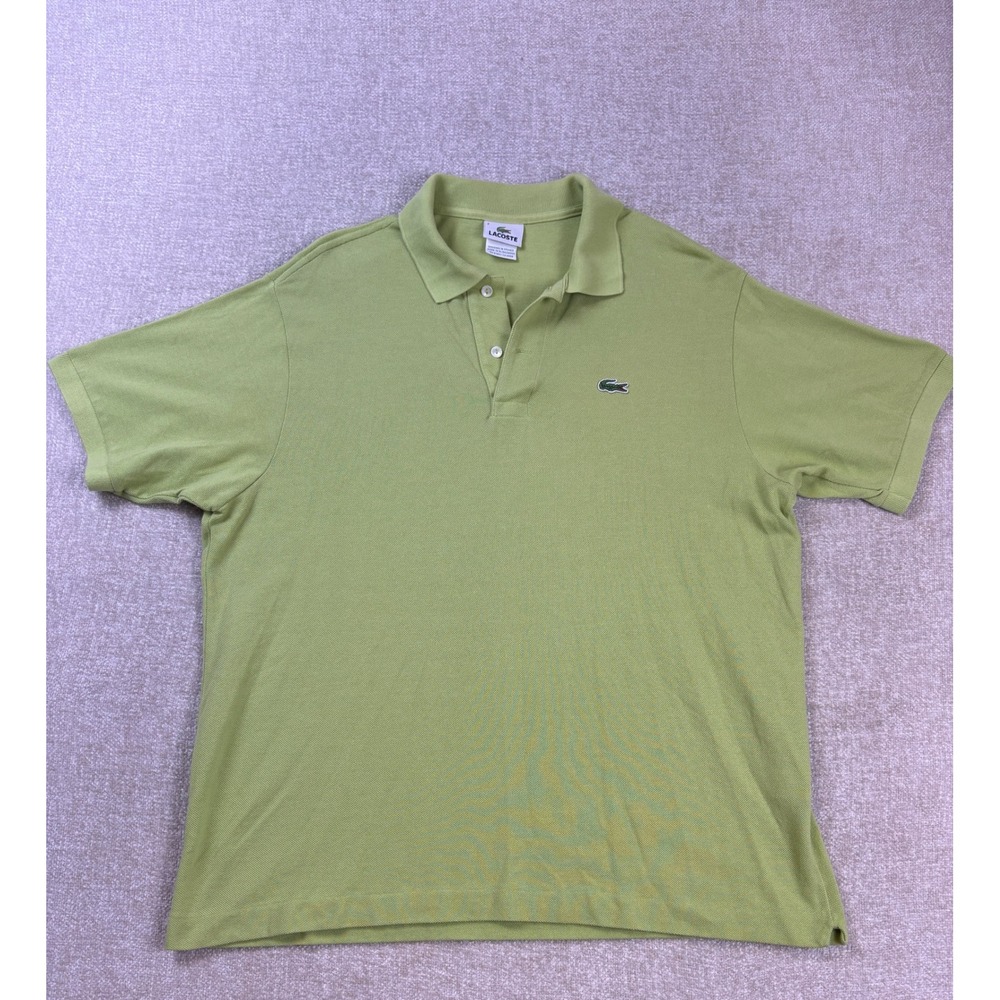Lacoste Mens Lime Green Cotton Pique Short Sleeve Polo Shirt Size 6